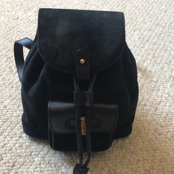 black suede backpack women's